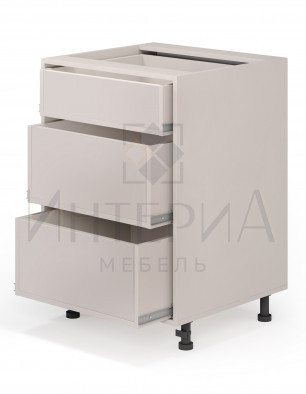 Тумба прямая 550x520x820, универсальная, без полок, 3 ящика с низким верхним